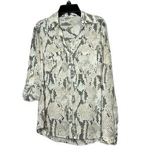 Express The Portofino Snake Skin Print Button Down Classic Shirt Size XS